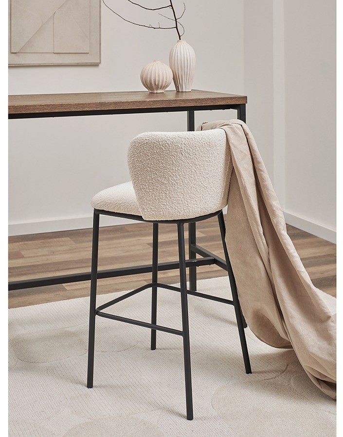 Стул барный foggy, букле, молочный (78067)