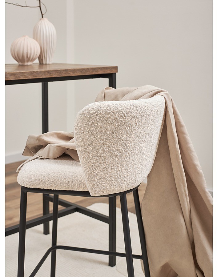 Стул барный foggy, букле, молочный (78067)