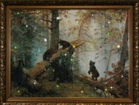 Картина Утро в сосновом бору с кристаллами Swarovski (1300)