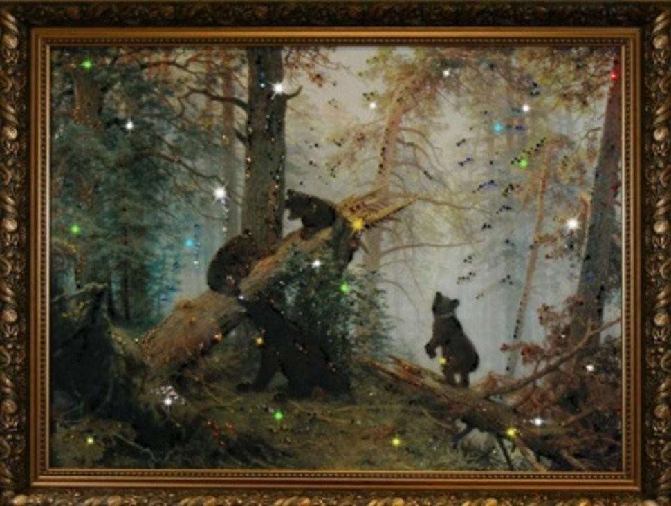 Картина Утро в сосновом бору с кристаллами Swarovski (1300)