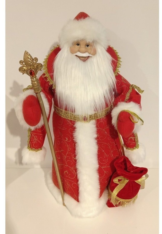 Дед мороз в красной шубе и белой шапке 60 см (84674)