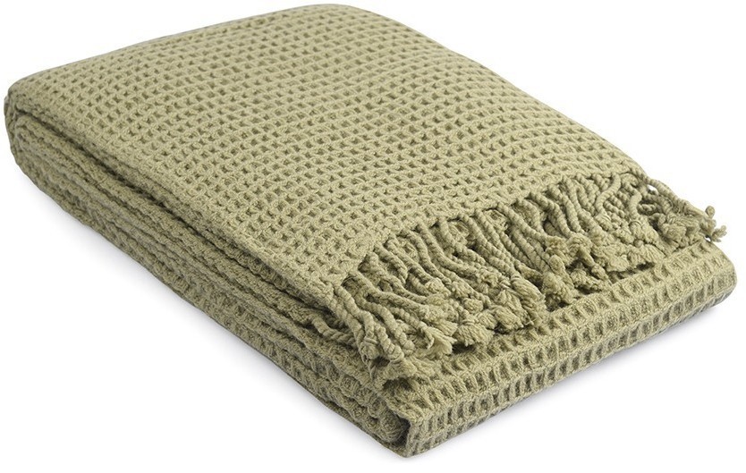 Плед из шерсти травянисто-зеленого цвета из коллекции essential, 130х180 см (77087)