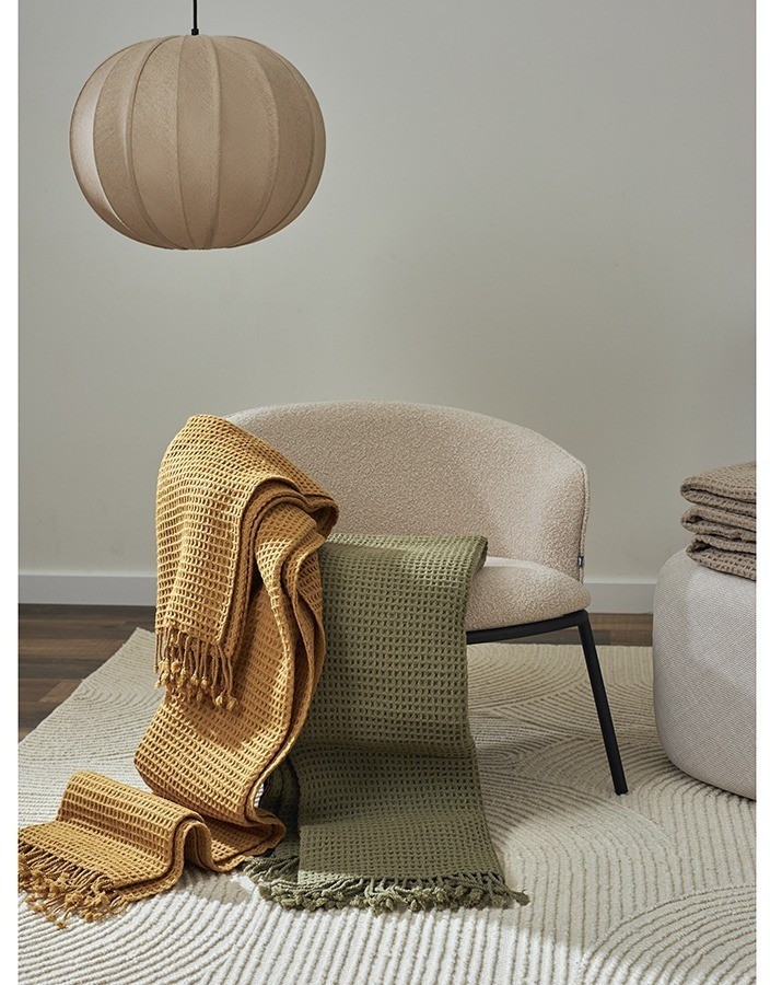 Плед из шерсти травянисто-зеленого цвета из коллекции essential, 130х180 см (77087)