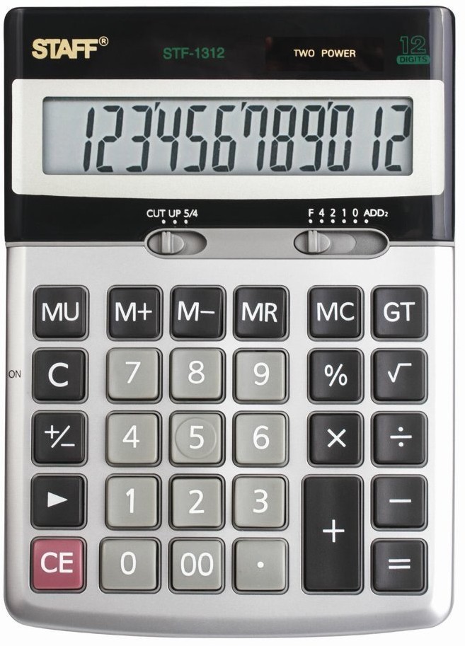 Калькулятор настольный металлический Staff STF-1312 12 разрядов 250119 (64888)