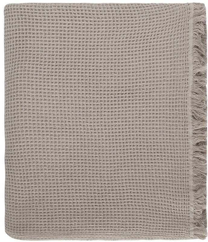 Покрывало вафельное из хлопка серо-бежевого цвета из коллекции essential, 180х250 см (77458)