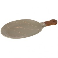 Блюдо для сервировки с деревянной ручкой коллекция &quot;золотой мрамор&quot; цвет: gray 37,5*19*2,4 см Lefard (412-126)