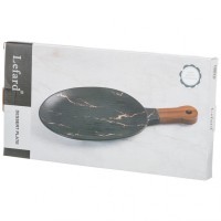 Блюдо для сервировки с деревянной ручкой коллекция &quot;золотой мрамор&quot; цвет: gray 37,5*19*2,4 см Lefard (412-126)