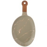 Блюдо для сервировки с деревянной ручкой коллекция &quot;золотой мрамор&quot; цвет: gray 37,5*19*2,4 см Lefard (412-126)