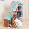 Деревянный кукольный домик "Беатрис Гранд", с мебелью 11 предметов в наборе и с гаражом, для кукол 30 см (PD318-12)
