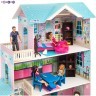 Деревянный кукольный домик "Беатрис Гранд", с мебелью 11 предметов в наборе и с гаражом, для кукол 30 см (PD318-12)