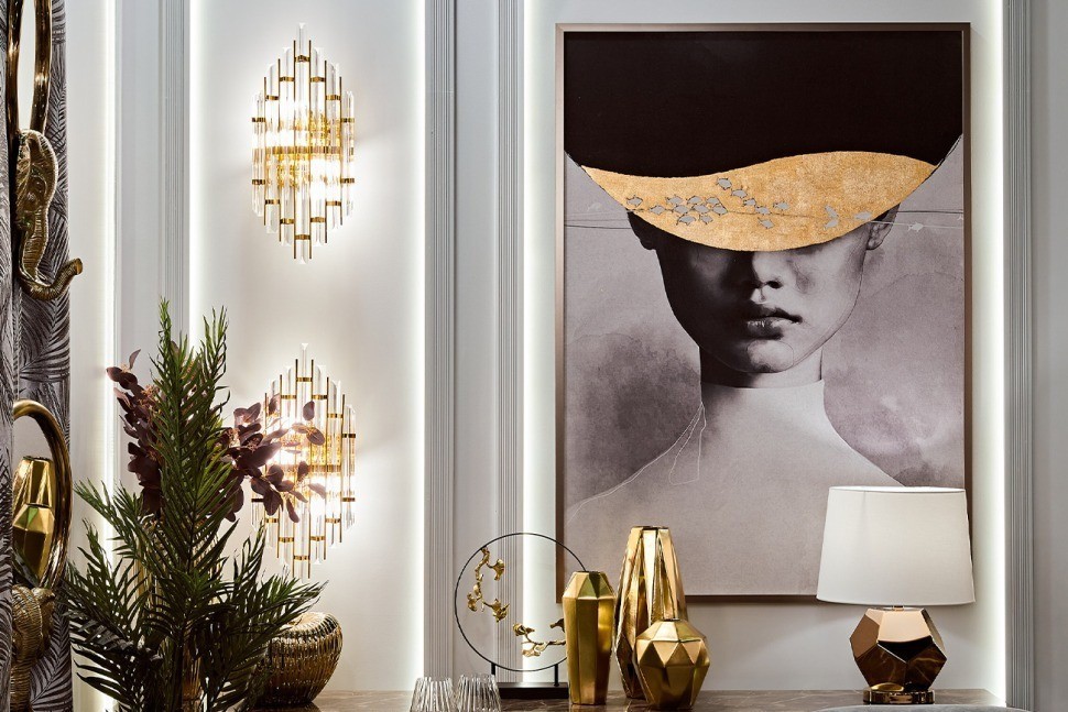 Холст "Затмение-1" 100х70 см, багет( латунь),поталь (TT-00010786)