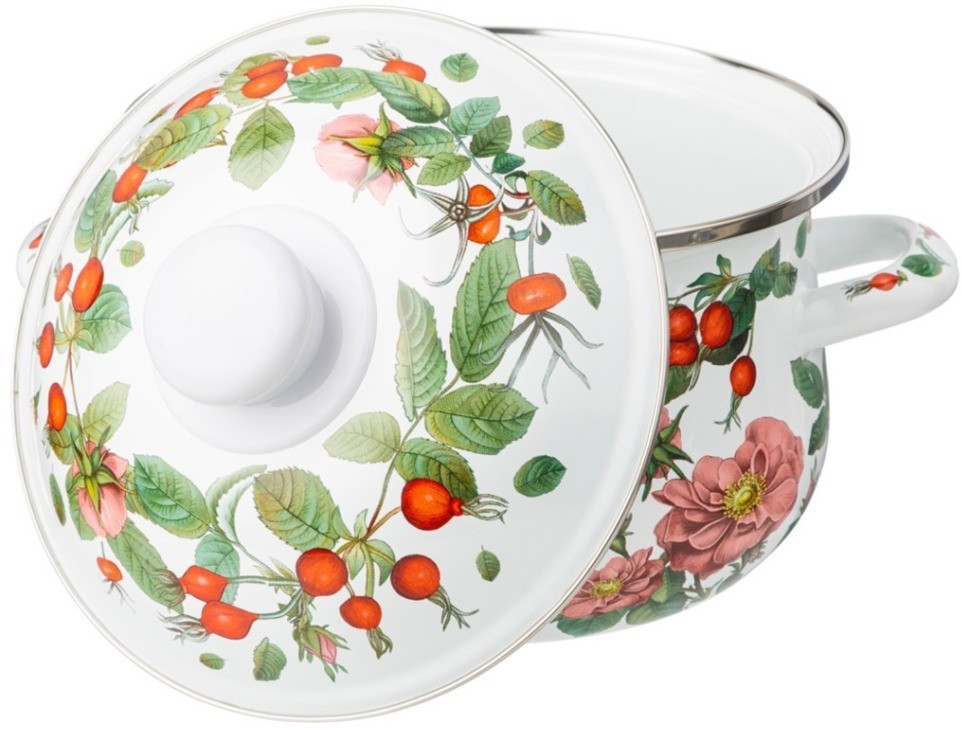 Кастрюля agness эмалированная с эмал.крышкой серия "шиповник", 2.0 л, 18*11 см (934-571)