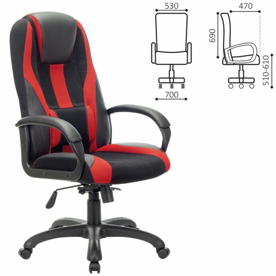 Кресло компьютерное Brabix Premium Rapid GM-102 до 180 кг экокожа/ткань черно-красное 532107 (84666)