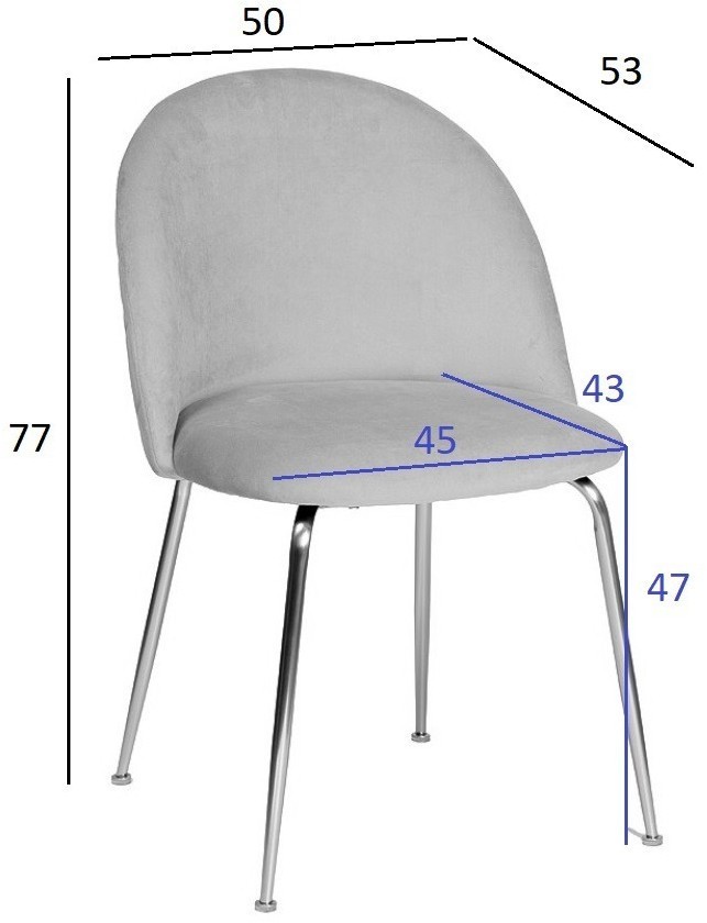 Стул велюр хаки, мет.ножки 50*53*77см (TT-00014092)