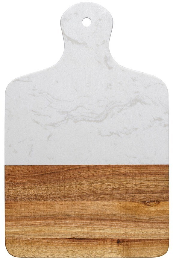 Доска сервировочная marm, 21,5х33,5 см, белый мрамор/акация (75935)