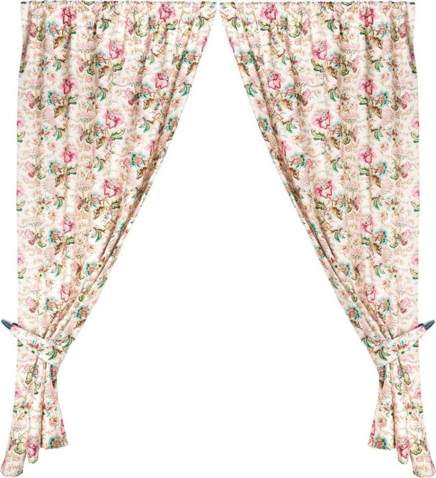 Штора с подхватами 145*250 см из 2шт "райский сад" 100% х/б,белый SANTALINO (850-832-1)