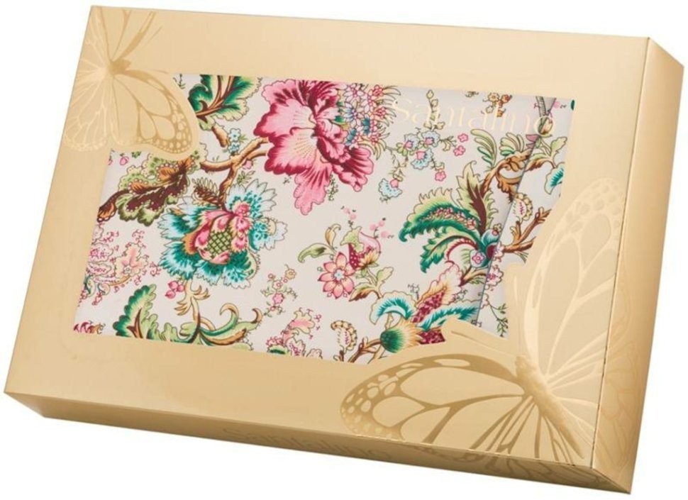 Штора с подхватами 145*250 см из 2шт "райский сад" 100% х/б,белый SANTALINO (850-832-1)