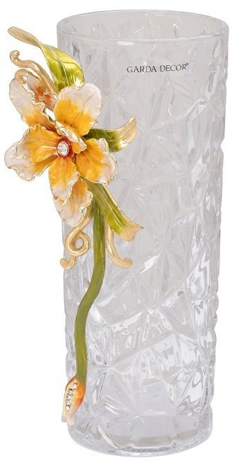 Ваза стеклянная с золотым цветком 13*10*25см (TT-00012018)