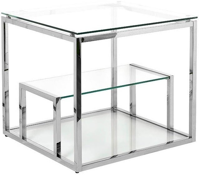 Стол журнальный прозрачное стекло/хром 60*60*55см (TT-00001954)
