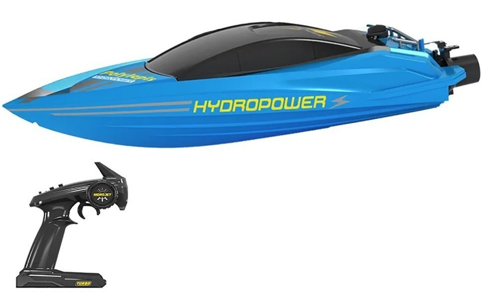 Радиоуправляемый катер с водяной помпой Blue HydroJet (25 км/ч, 42 см) (HC807-BLUE)