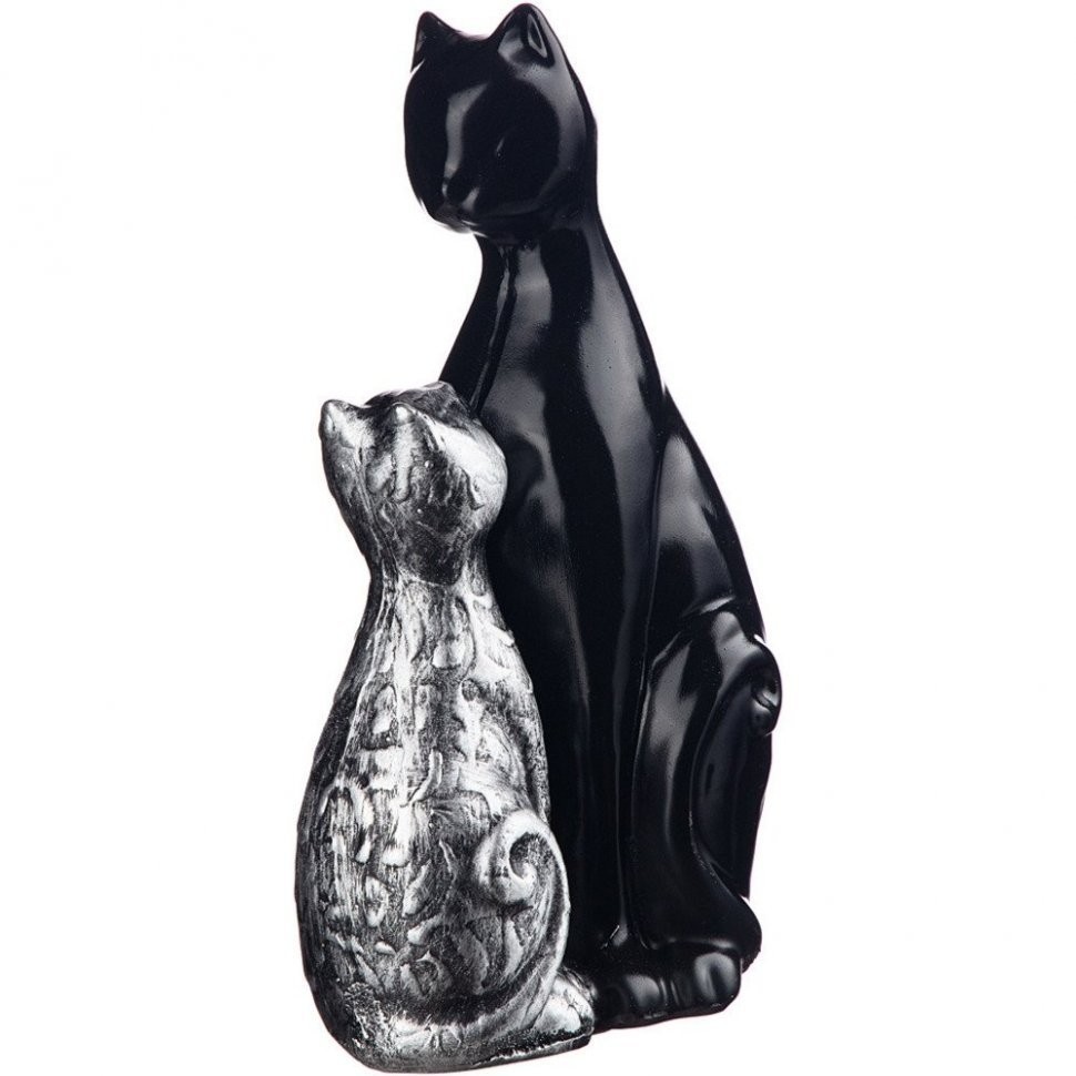 Фигурка декоративная "кошка с котенком" 16*25,5 см цвет: черный с серебром ИП Шихмурадов (169-276)
