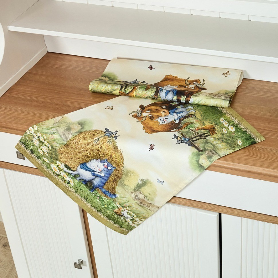 Набор полотенец 2 шт "синие коты. про любовь ",40х60 см, 100% хлопок,твил, беж Lefard (850-720-62)