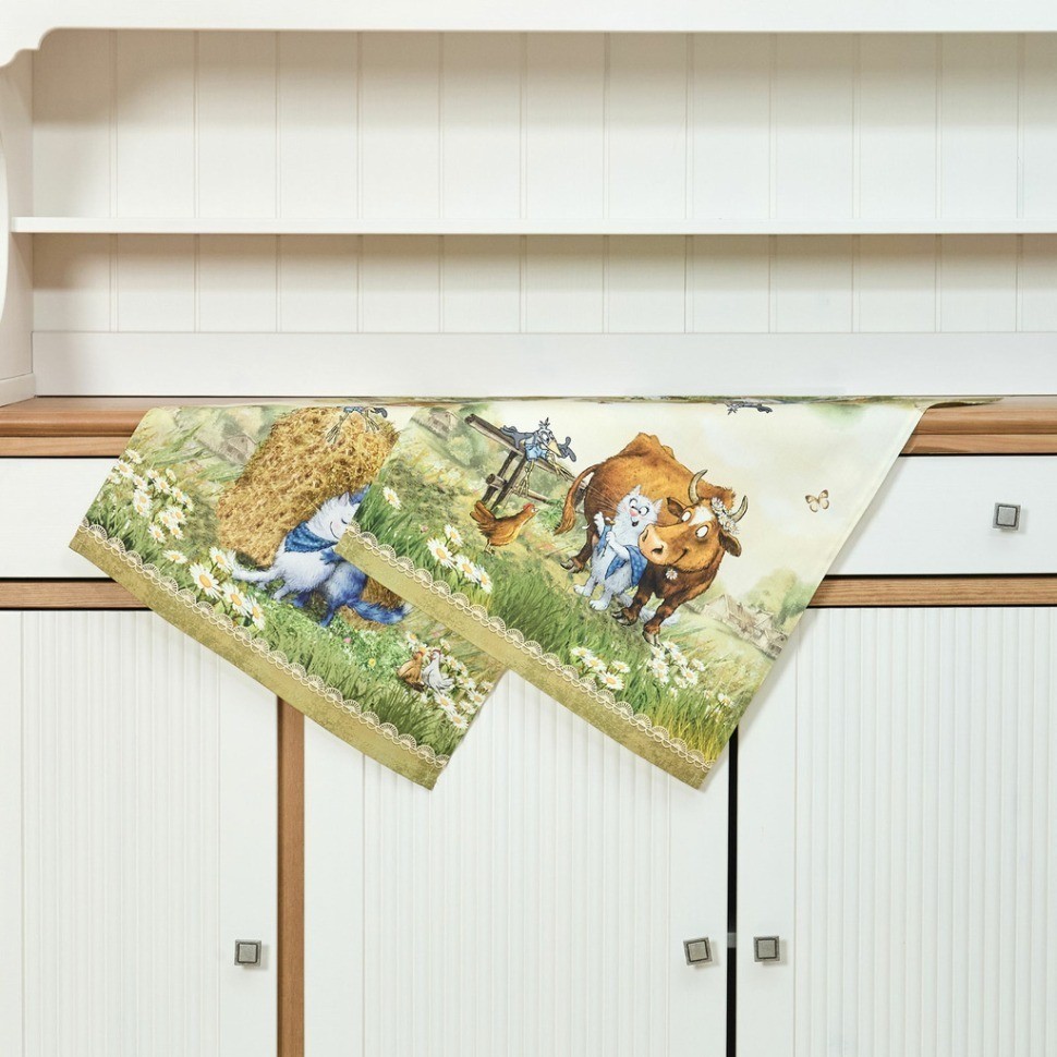 Набор полотенец 2 шт "синие коты. про любовь ",40х60 см, 100% хлопок,твил, беж Lefard (850-720-62)