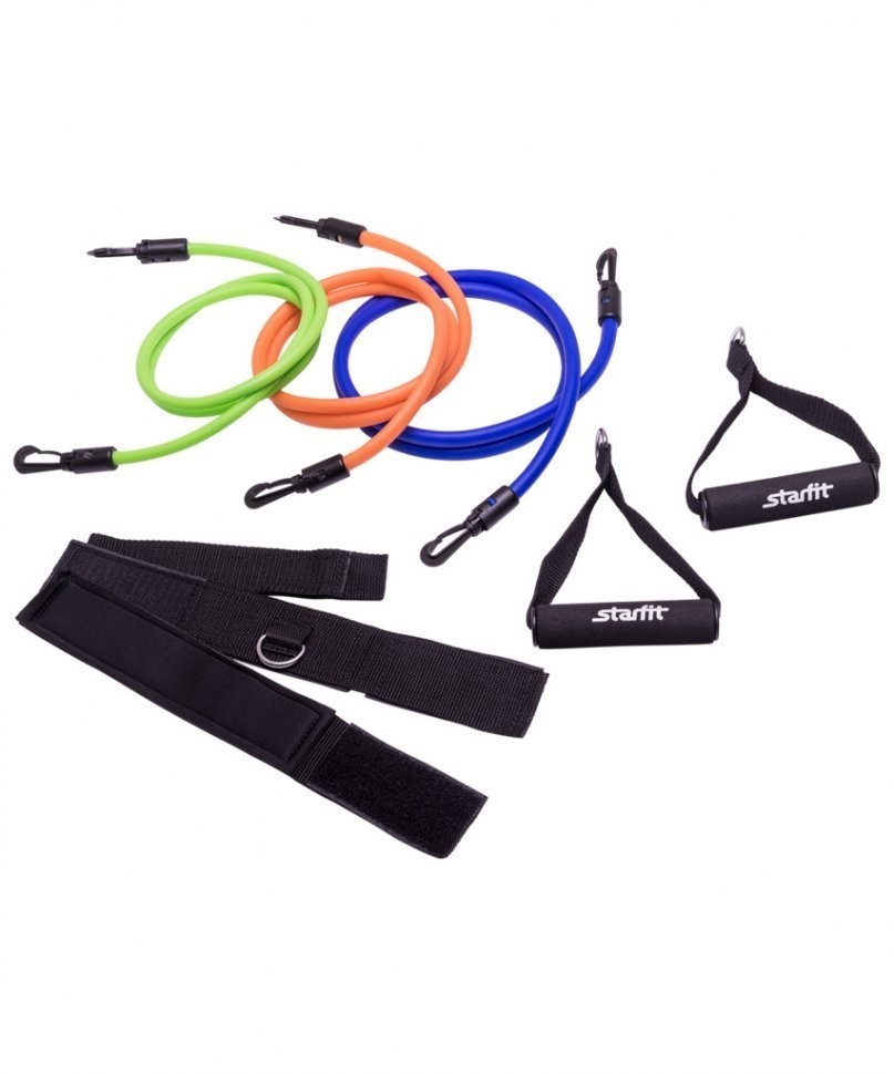 БЕЗ УПАКОВКИ Комплект съемных эспандеров ES-606, с ручками, расширенный (2100679)