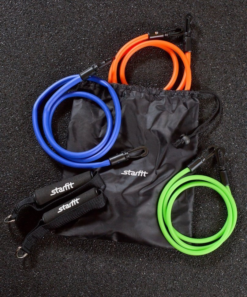 БЕЗ УПАКОВКИ Комплект съемных эспандеров ES-606, с ручками, расширенный (2100679)