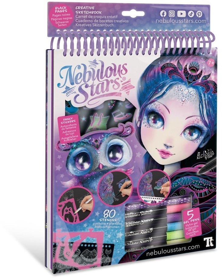 Серия Eclipsia: Раскраска для девочек (30 черных скетч страниц, 5 неоновых гелеевых ручек, 1 карандаш) (11121_NSDA)
