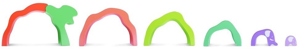 Развивающая игрушка 3 в 1 "На сафари со слонами" для малышей (пирамидка, пазл, игра-балансир) (E0489_HP)