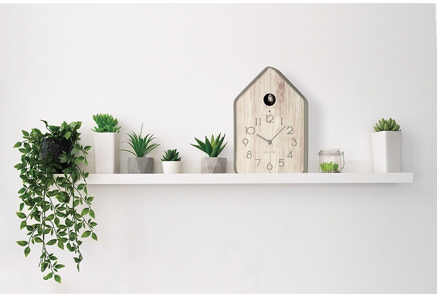 Часы настенные с маятником qq-up, серо-бежевые (75631)