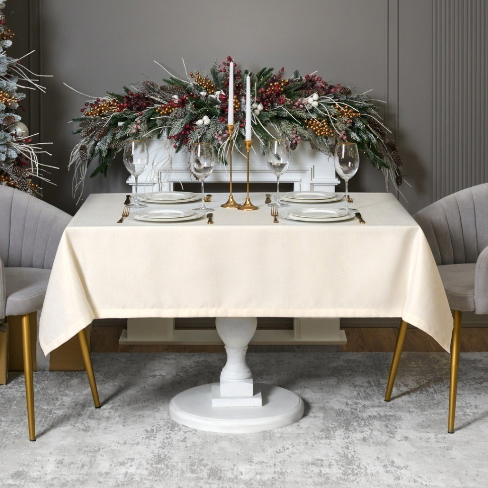 Скатерть 110х140 cm прямоугольная, "феерия. золото", цвет: бежевый, tm lefard, полиэстер 100% (кор=3 (986-003-19)