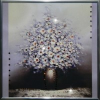 Картина Белая сирень с кристаллами Swarovski (1349)
