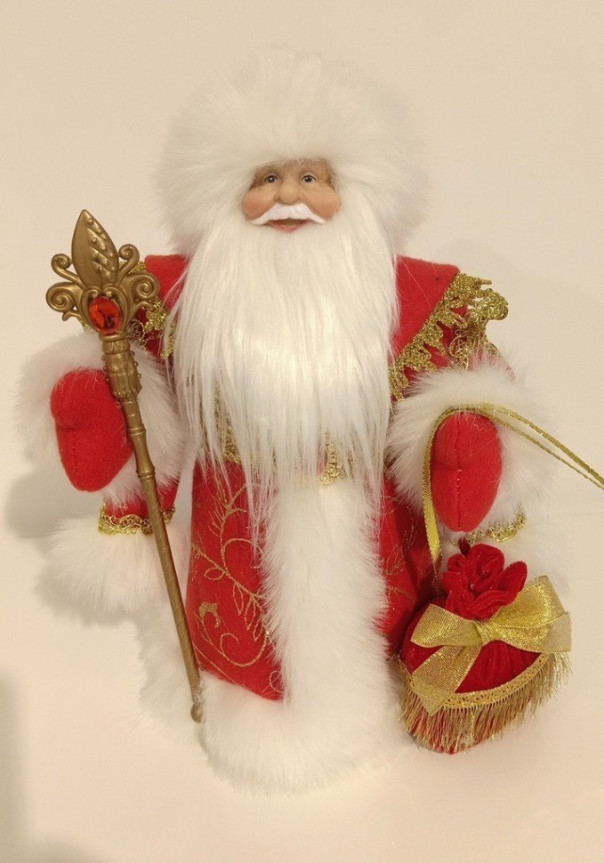 Дед мороз в красной шубе и белой шапке 30 см (84672)