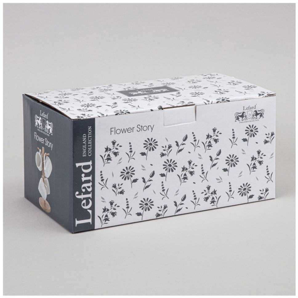 Набор кружек lefard "flowers story" на дерев. подставке 4 шт. 11*8*9,5  см 275 мл (474-252)