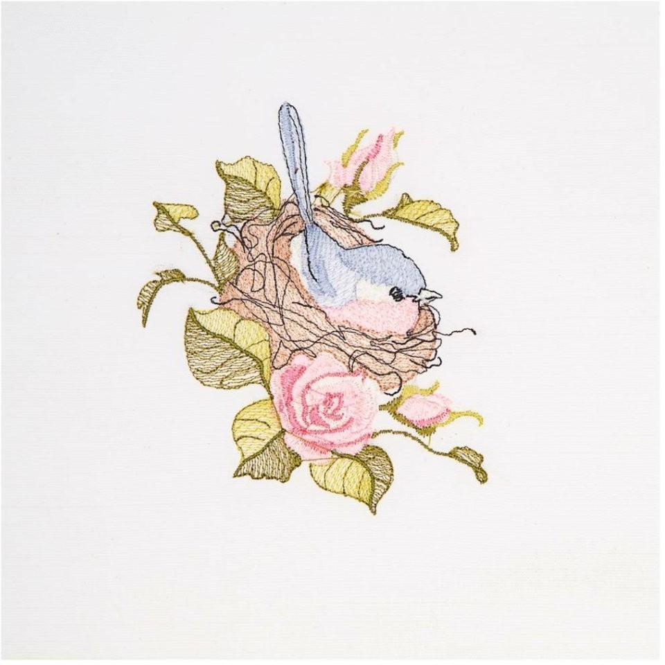 Набор из корзины и салфетки 45х45см "малиновка",шампань, вышивка, 100%хлопок, SANTALINO (850-841-13)