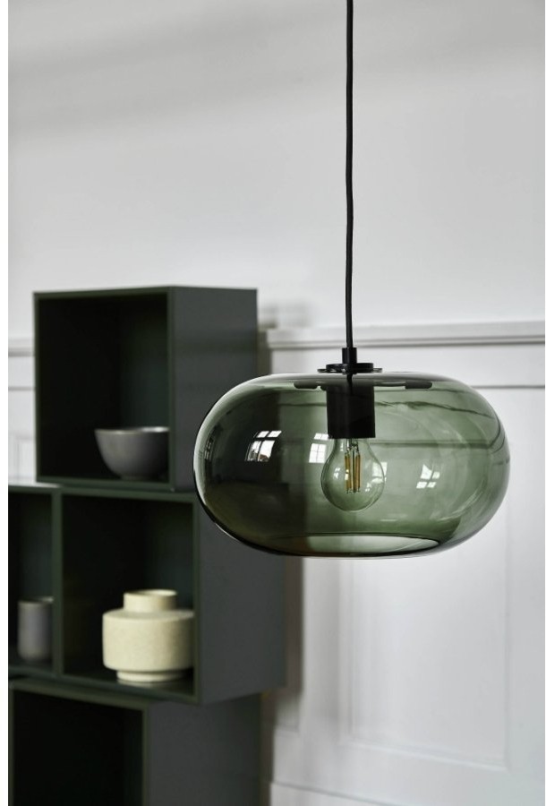 Лампа подвесная kobe, 17хD30 см, зеленое дымчатое стекло, черный цоколь (68008)