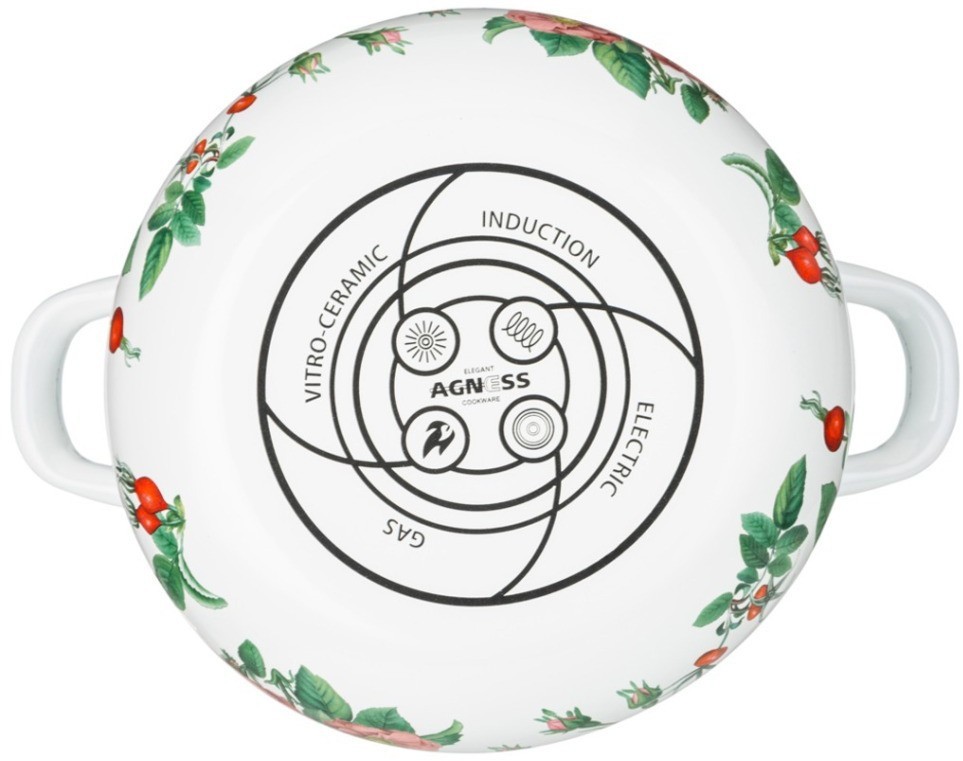 Кастрюля agness эмалированная с эмал.крышкой серия "шиповник", 2.8 л, 20*12 см (934-572)