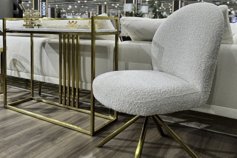 Стул обеденный поворотный букле белый 66*51*91см (TT-00013159)