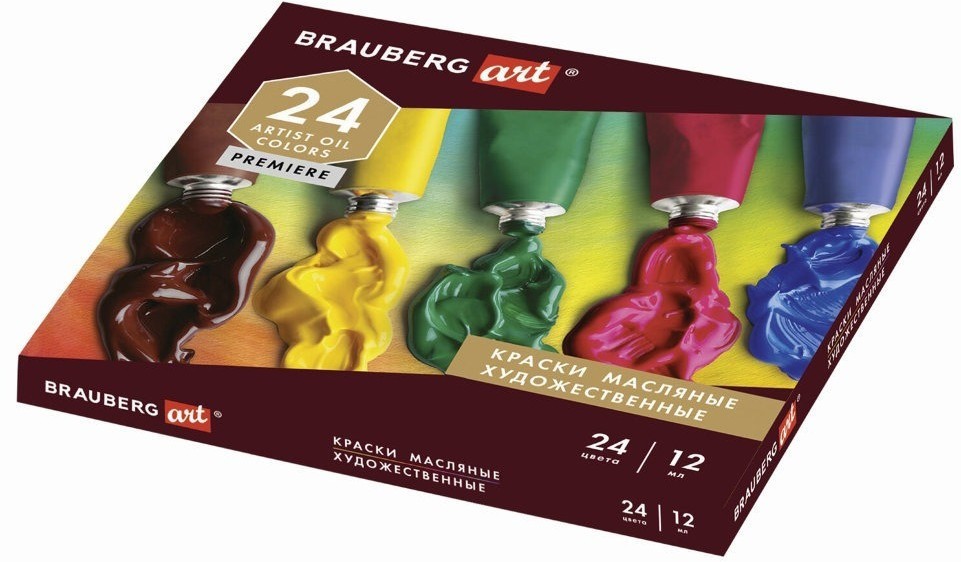 Краски масляные художественные Brauberg Art Premier 24 цвета по 12 мл 191457 (72841)