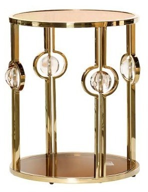 Стол журнальный стекло коричн./золото 50*50*60см (TT-00000176)