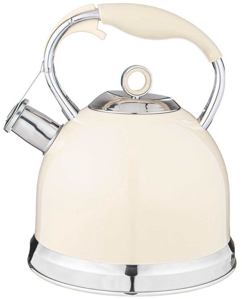 Чайник agness со свистком, 3л c индукцион. капсульным дном цвет: молочный (937-853)