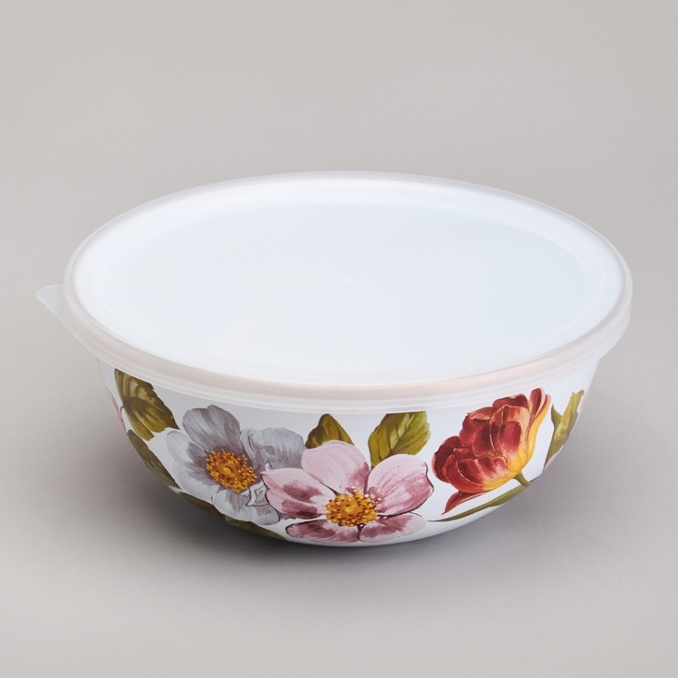 Набор мисок agness эмалированных с пластик.крышками, серия фландрия 6пр 0,6/0,9/1,3л диа. 14/16/18см (950-595)