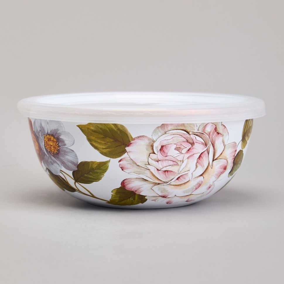 Набор мисок agness эмалированных с пластик.крышками, серия фландрия 6пр 0,6/0,9/1,3л диа. 14/16/18см (950-595)