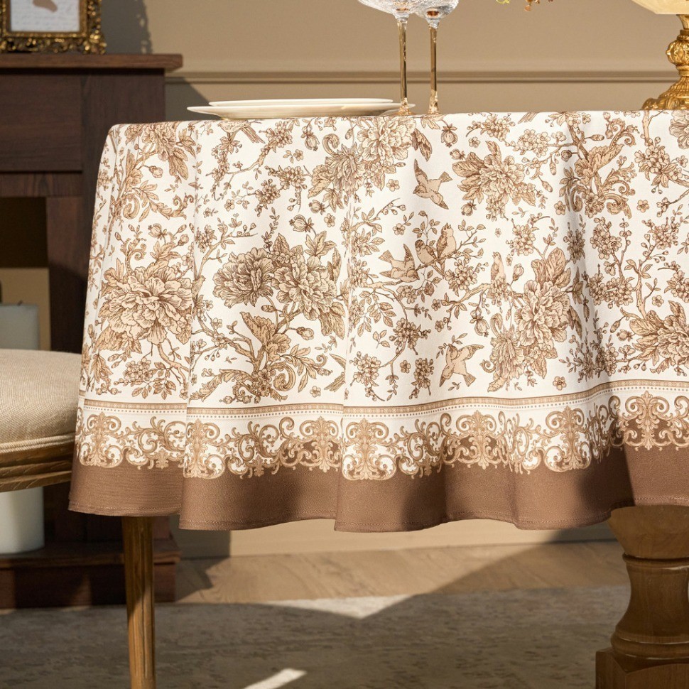 Скатерть овальная "royal garden" 160х220 см ,белый, 100% хлопок, твил, с пропиткой Lefard (850-754-26)