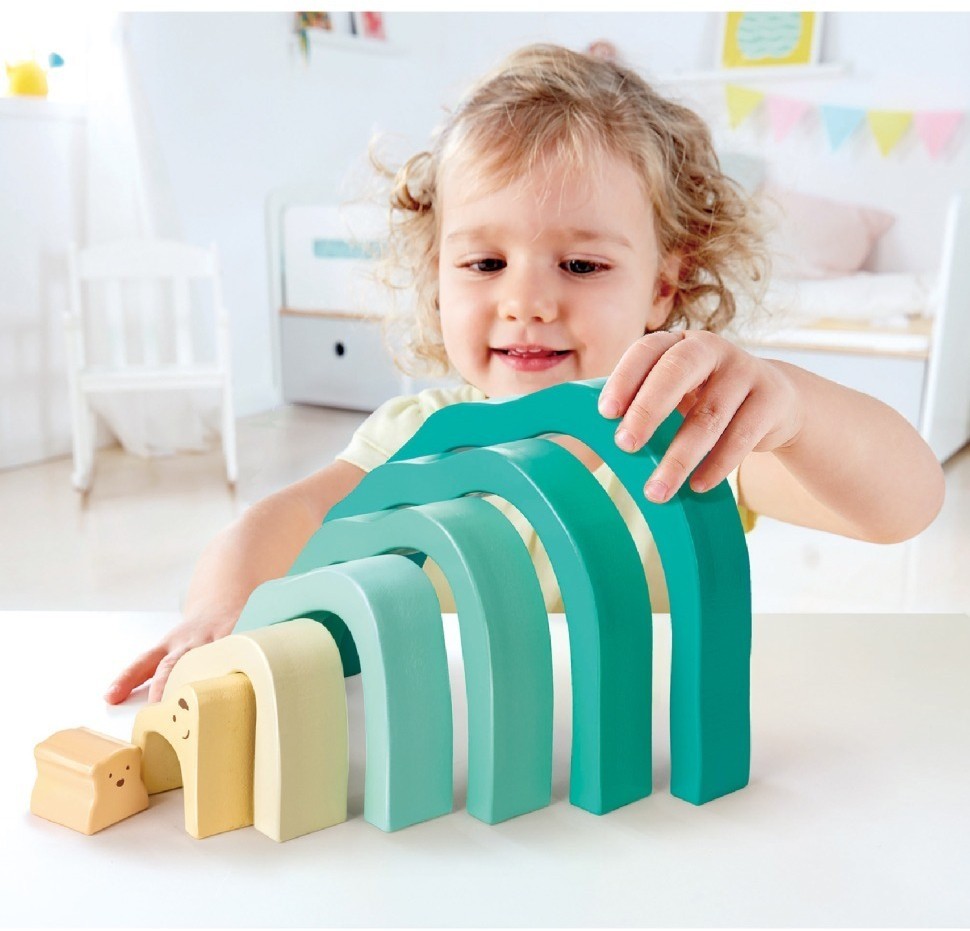 Развивающая игрушка 3 в 1 "В Арктику с белыми мишками" для малышей (пирамидка, пазл, игра-балансир) (E0490_HP)