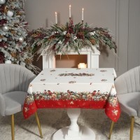 Скатерть &quot;морозко.снегири&quot; 110х140см ,красный, 100% хлопок,твил пропитка Lefard (850-745-20)