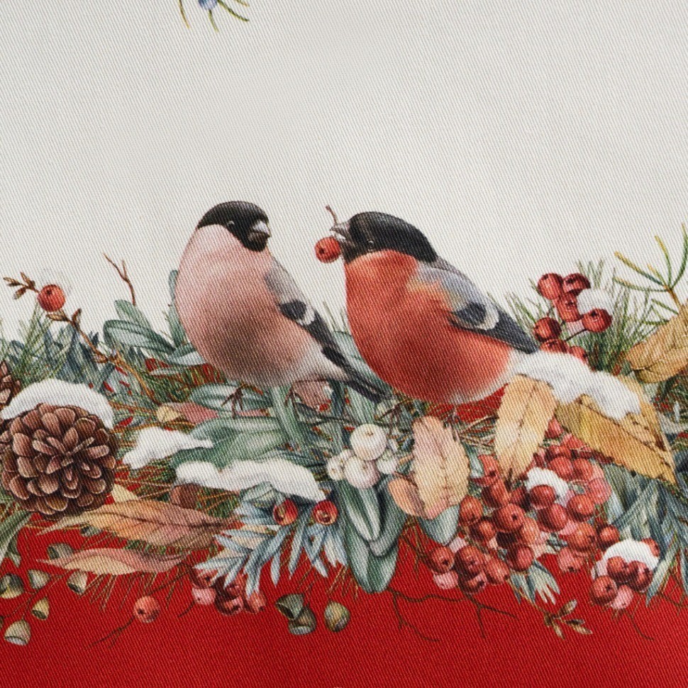 Скатерть "морозко.снегири" 110х140см ,красный, 100% хлопок,твил пропитка Lefard (850-745-20)