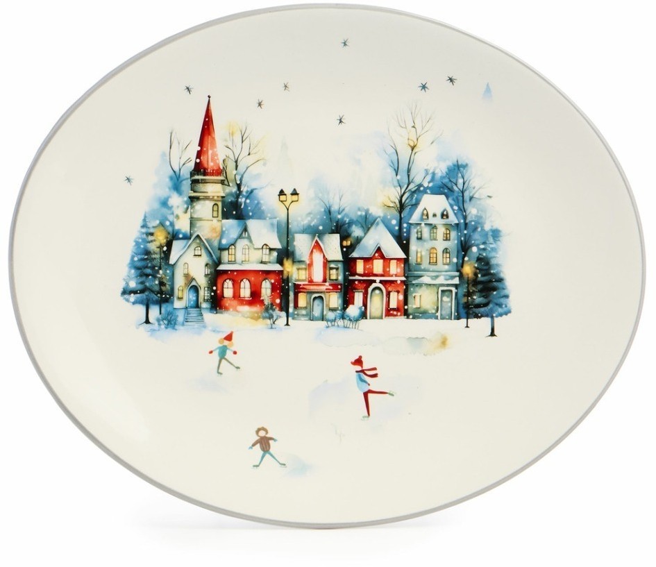 Блюдо овальное agness "с новым годом!" 31,5*25,5*3 см (358-2340)